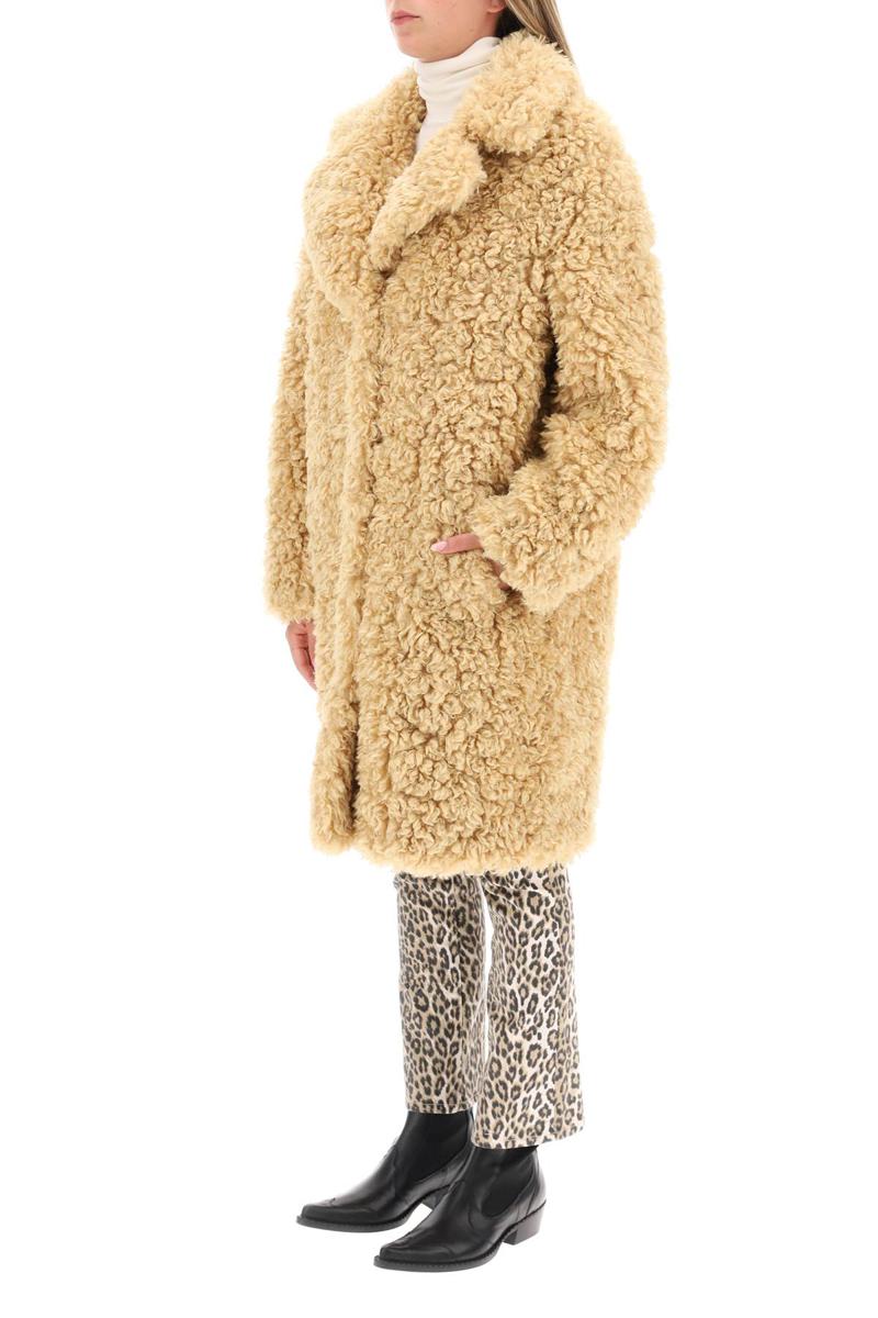 Shop Stand Studio 'camille' Faux Fur Cocoon Coat In Marrone