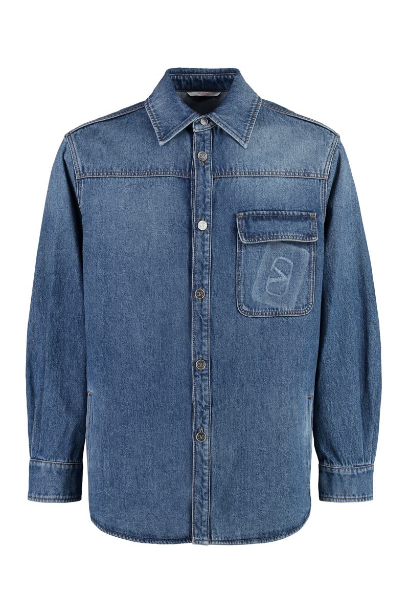 Valentino Overshirt In Denim In Blue