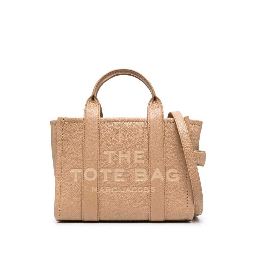 Shop Marc Jacobs The Leather Small Tote Camel Handbag In Beige
