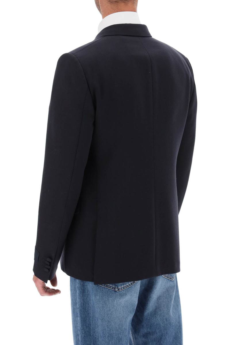 Shop Valentino Half-lined Double-breasted Jacket In Blu