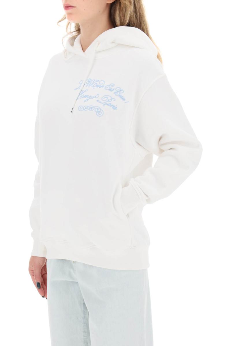 Shop Kenzo World Embroidered Hoodie In Bianco