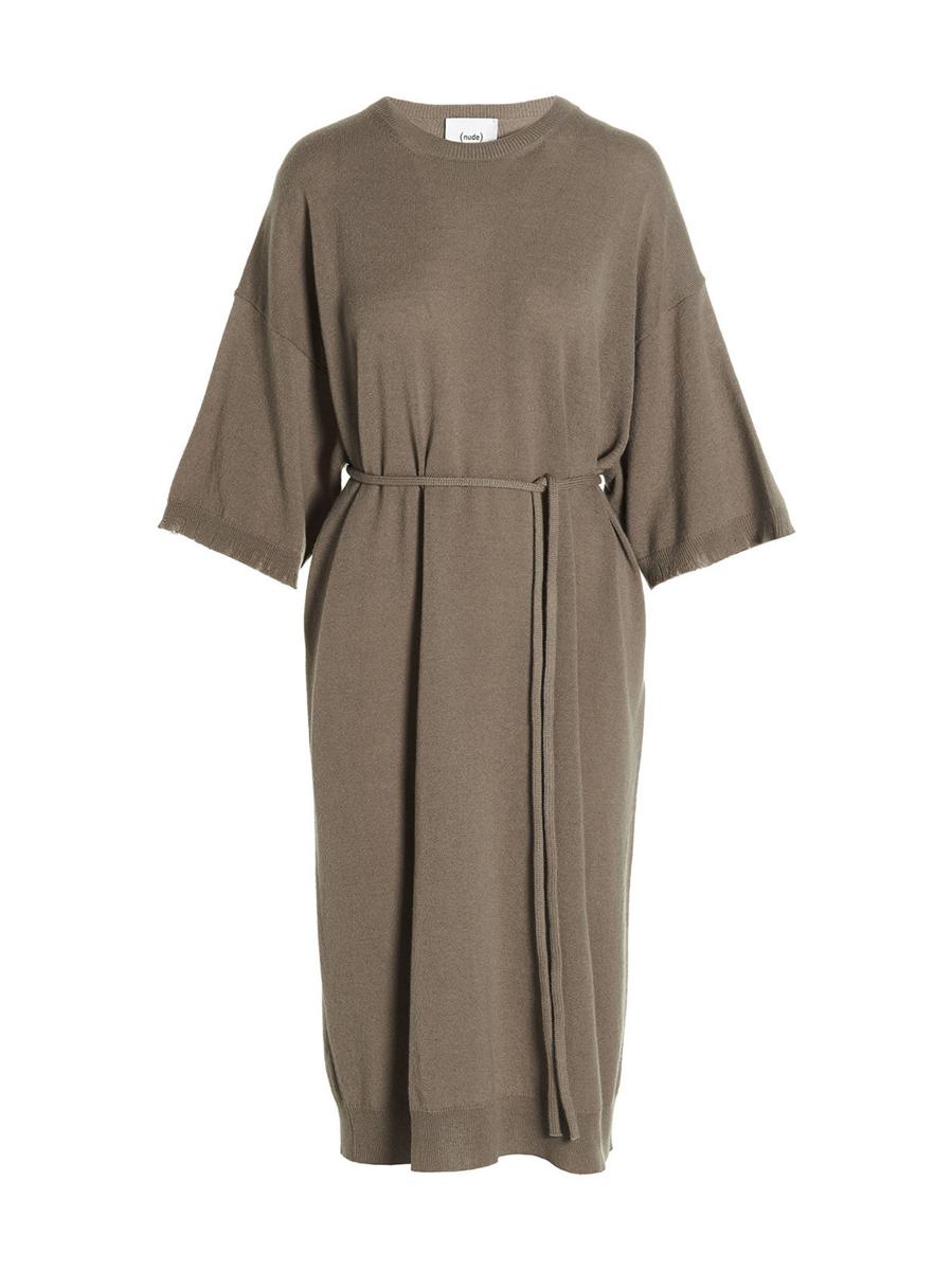 Nude Knit Long Dress In Gray