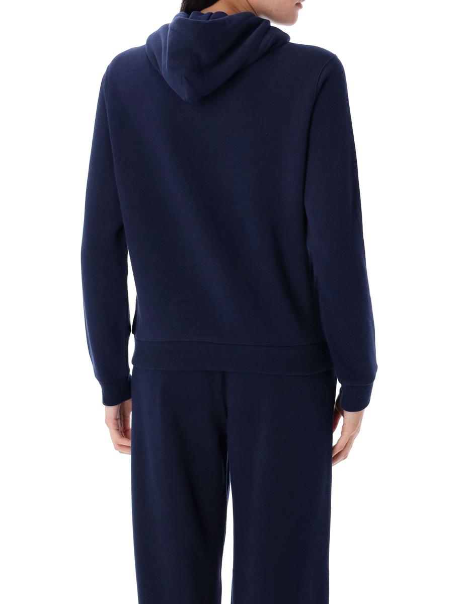 Polo Ralph Lauren Textured Cable Knit Cotton Sweatshirt With Zip Fastening In Blue