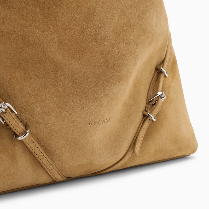 Shop Givenchy Medium Voyou Chain Bag In Hazel Suede In Beige