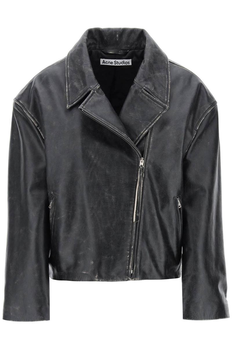 Shop Acne Studios "vintage Leather Jacket With Distressed Effect In Nero