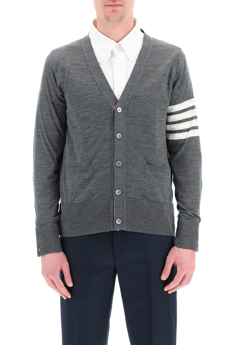 Shop Thom Browne 4-bar Cardigan In Grigio