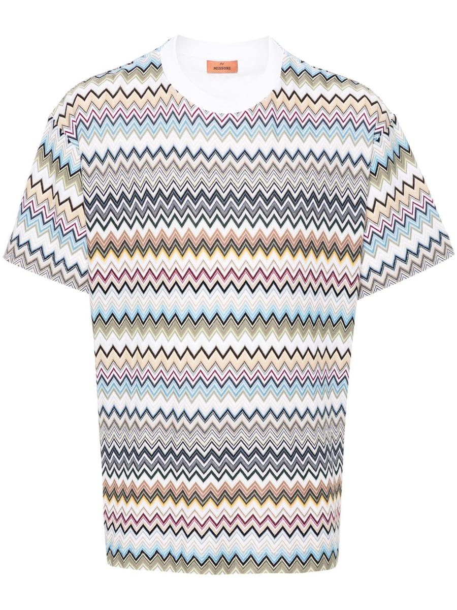 Shop Missoni Zigzag Cotton T-shirt In Multicolour