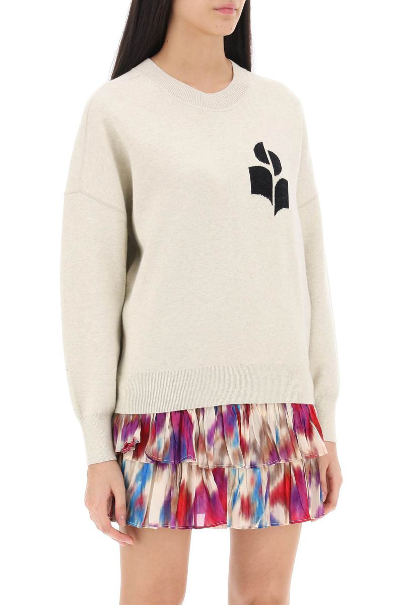 Shop Isabel Marant Étoile Atlee Sweater With Logo Intarsia In Beige