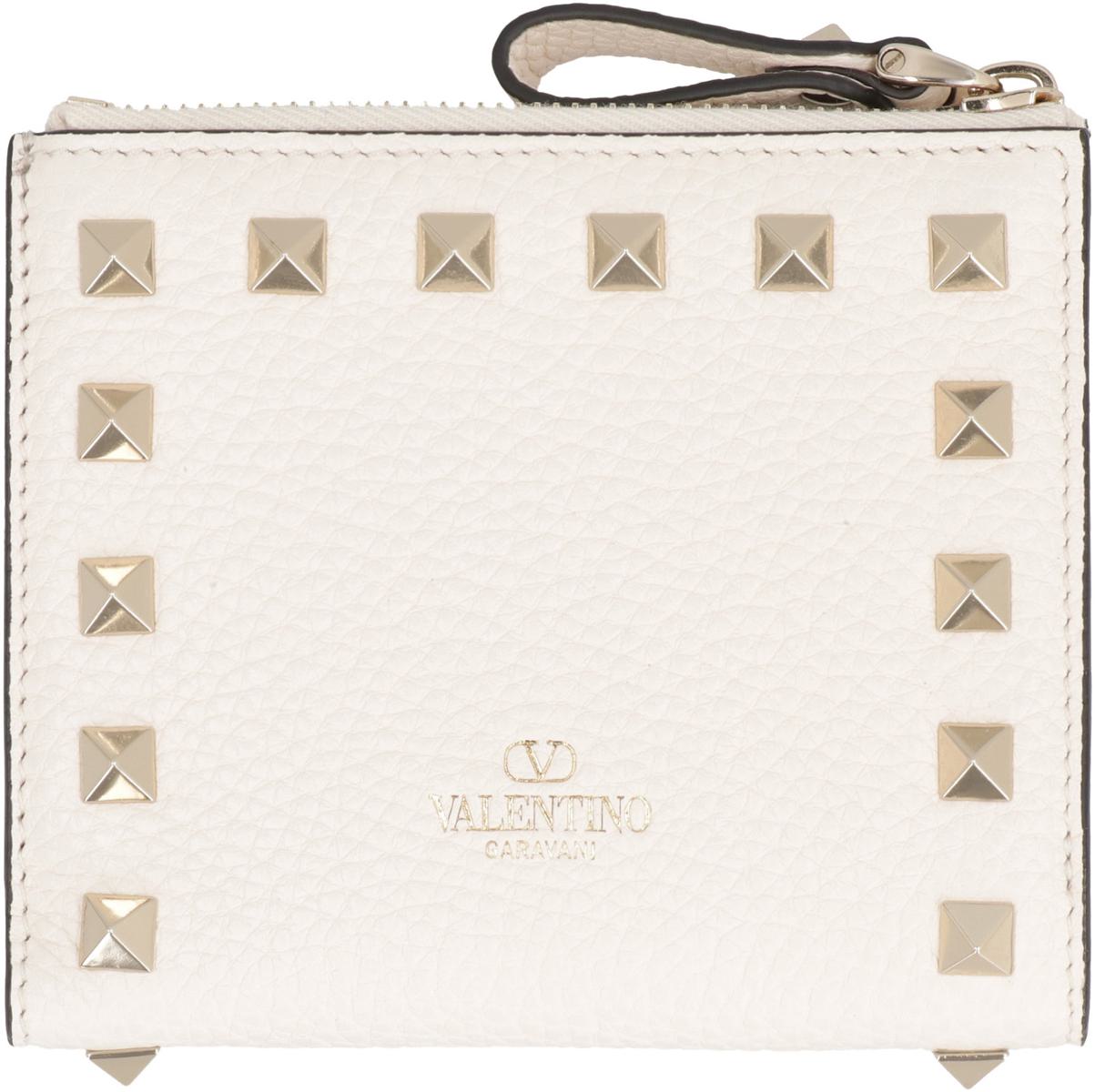 Valentino Garavani Valentino  - Rockstud Small Leather Flap-over Wallet In White