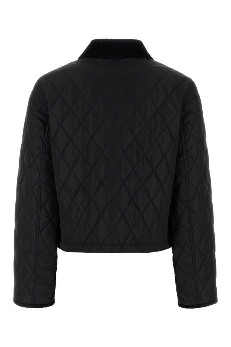 Burberry Oldham Black Quilted Jacket With Corduroy Collar In Tech Fabric Woman