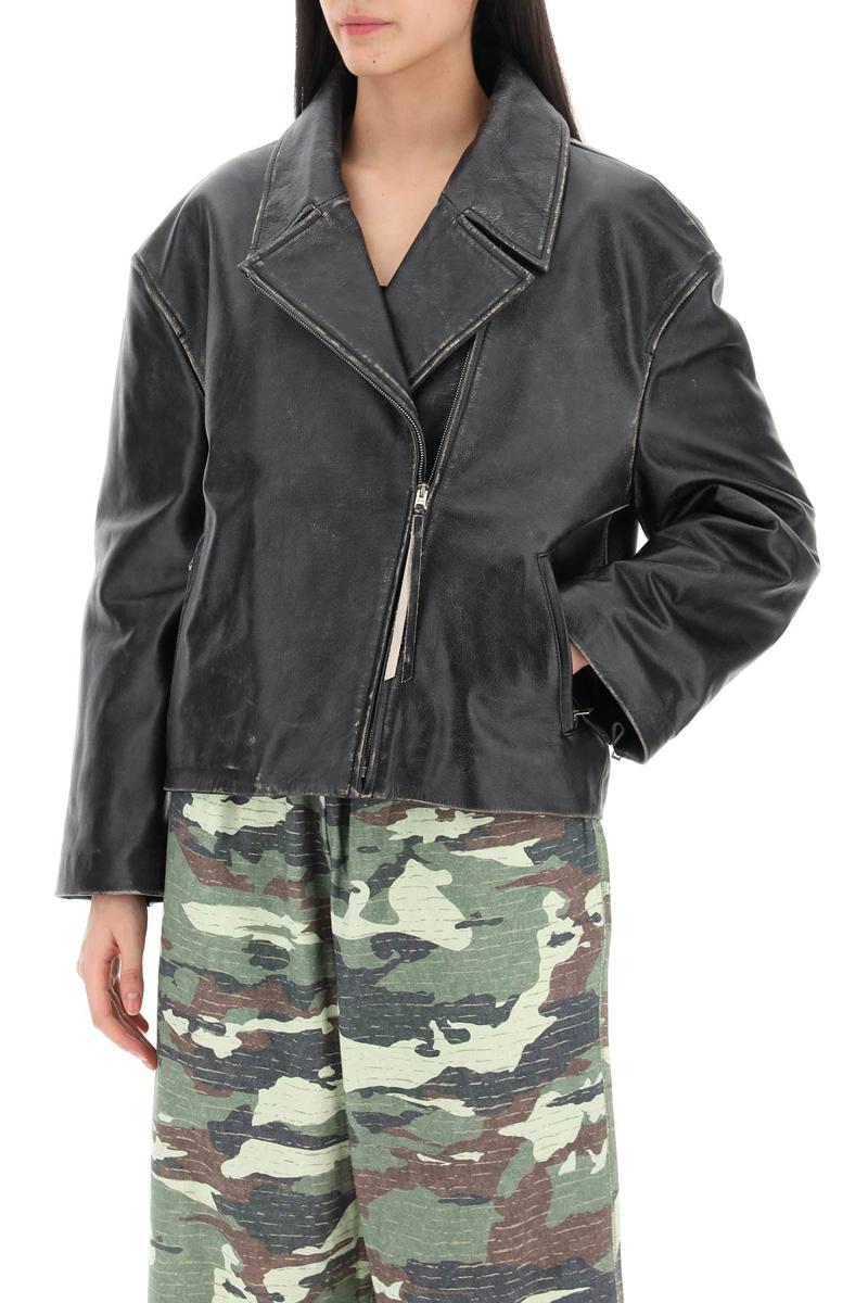 Shop Acne Studios "vintage Leather Jacket With Distressed Effect In Nero