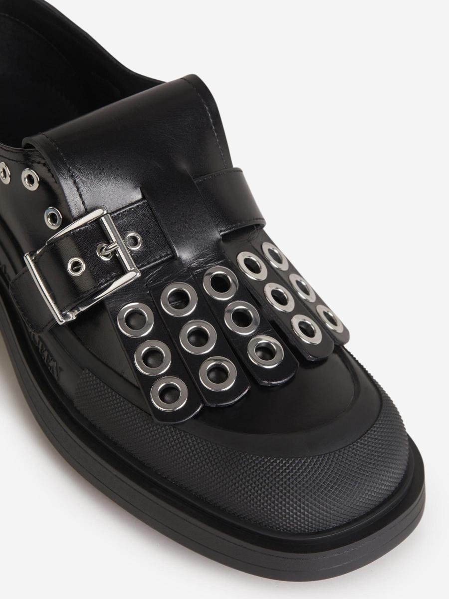 Shop Alexander Mcqueen Leather Studded Loafers In Black