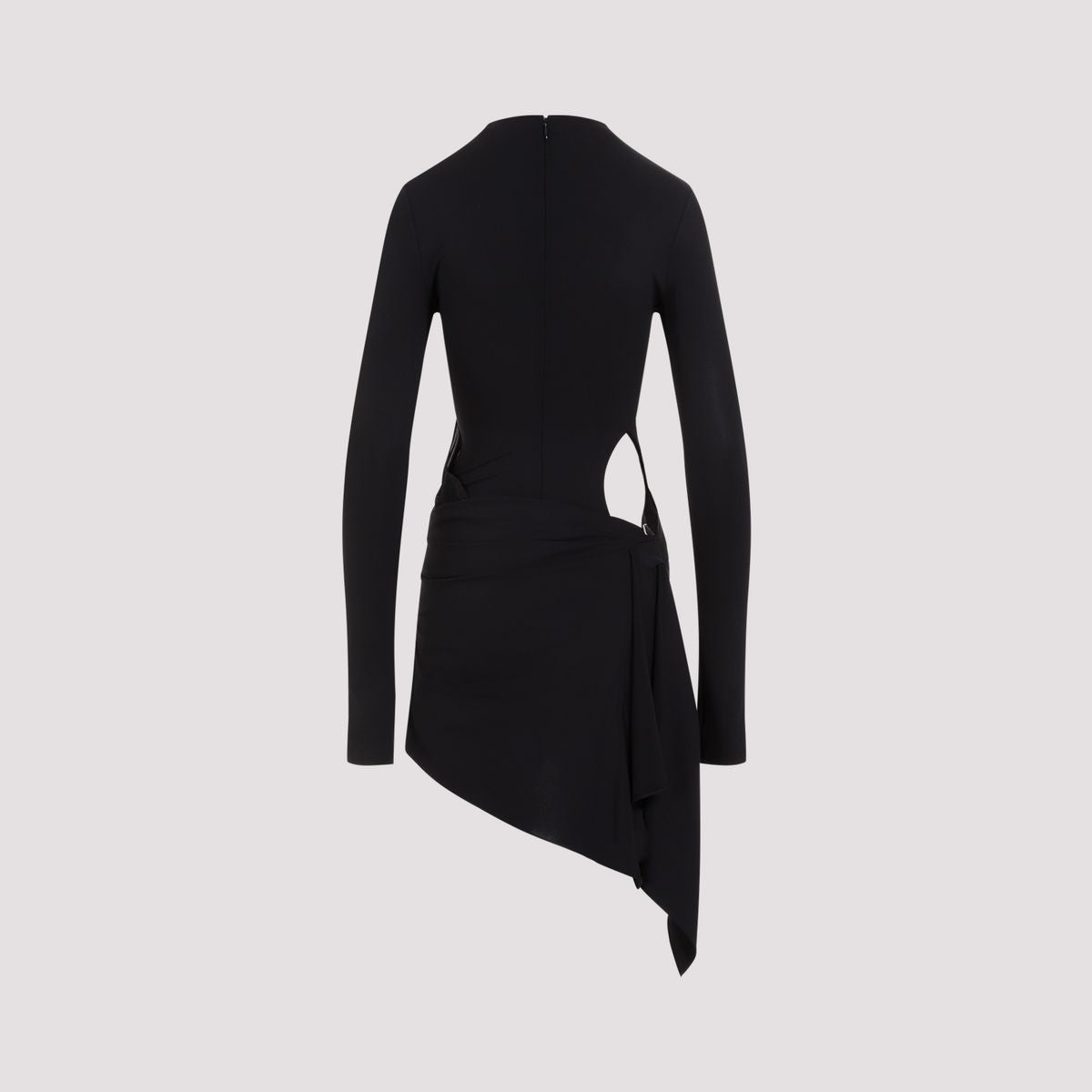 Shop Attico The  Buckle-detailed Jersey Mini Dress In Black
