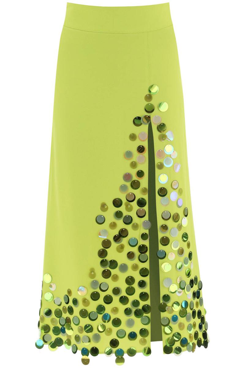 Art Dealer Midi Skirt With Maxi Sequins In Verde