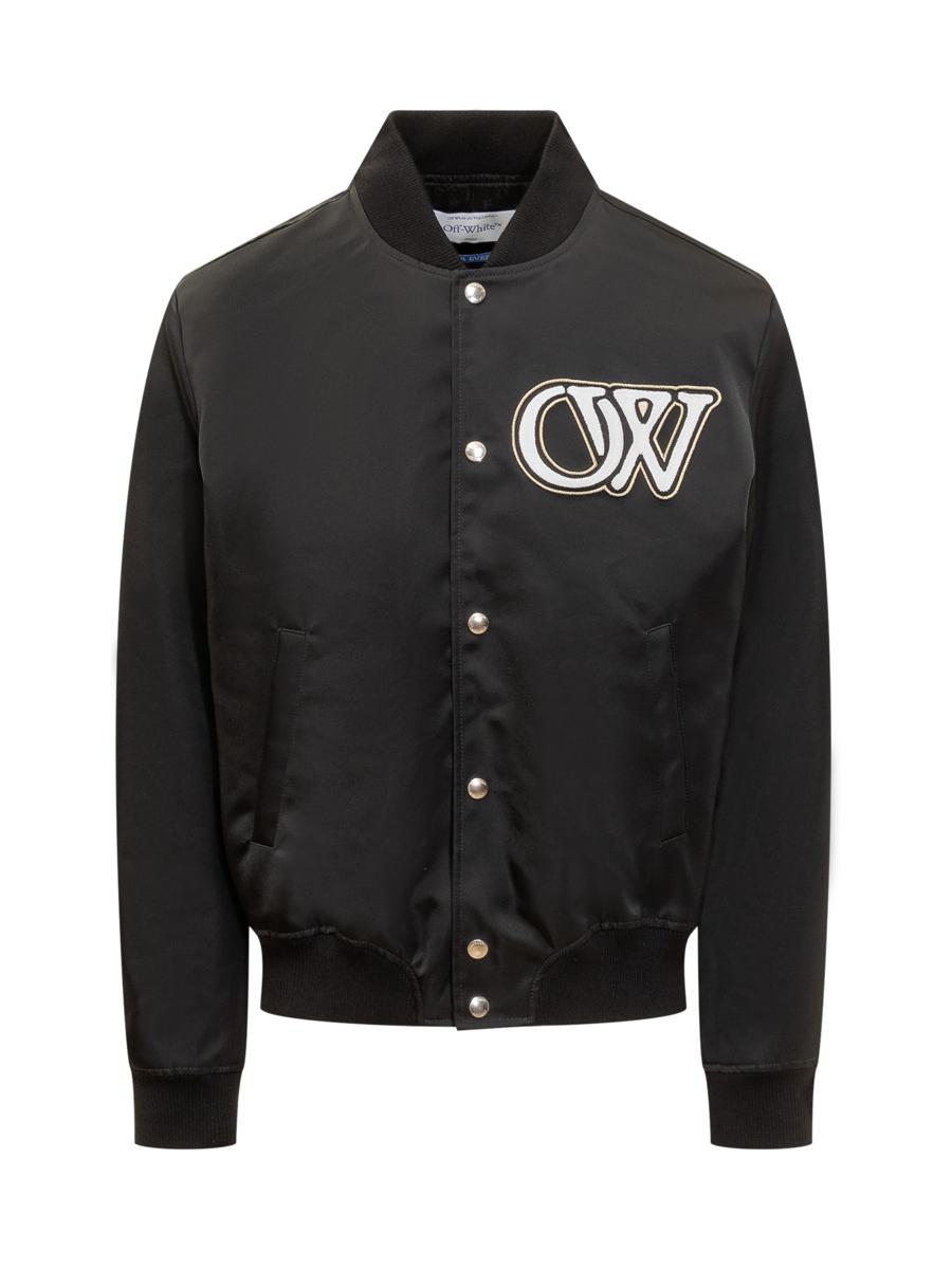 Off-white Varsity Bomber Jacket With Logo In Animal Print