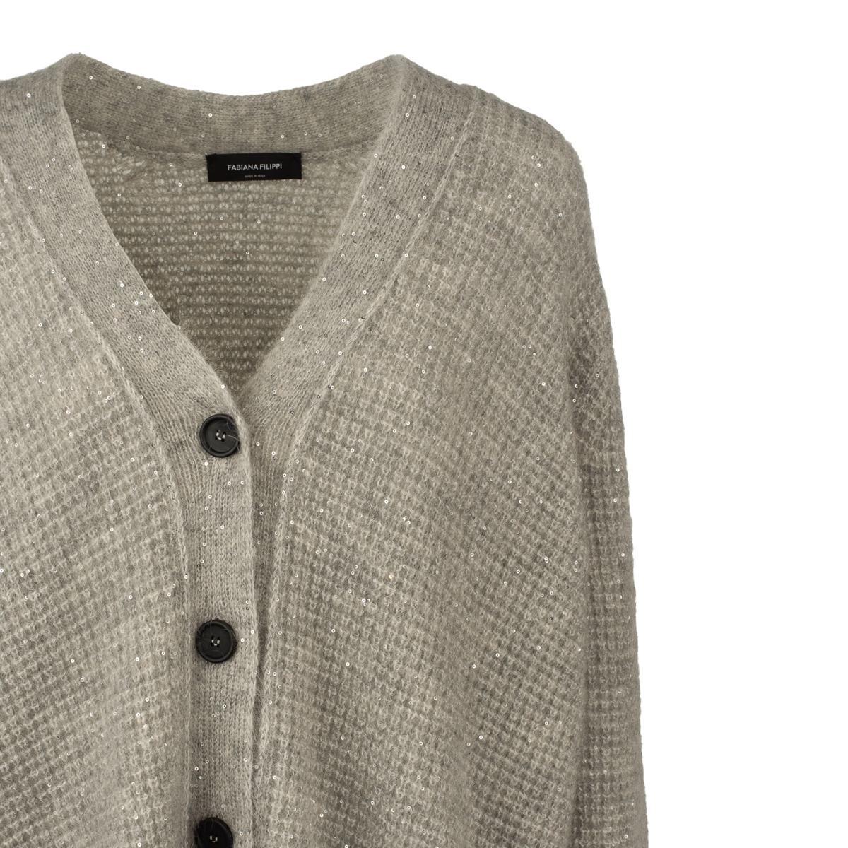 Shop Fabiana Filippi Grey Mohair Over Cardigan In Gray