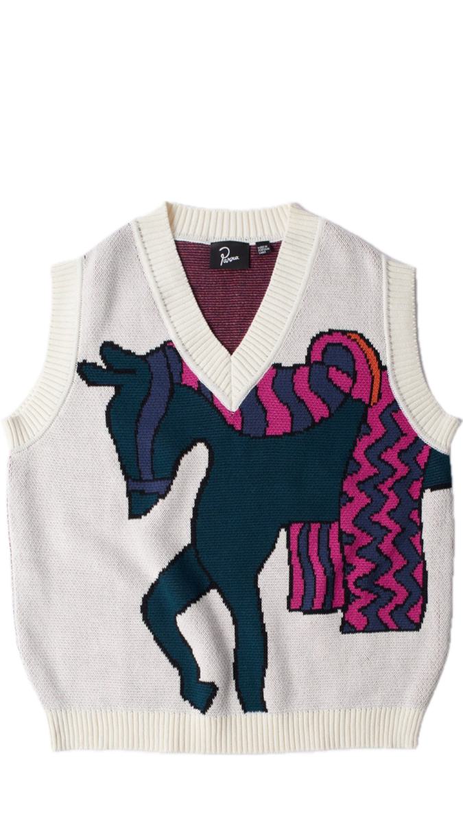 Shop Parra Knitted Horse Knitted Spencer In Ivory