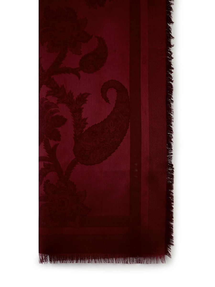 Shop Etro 'orfeo' Burgundy Silk Blend Scarf In Red