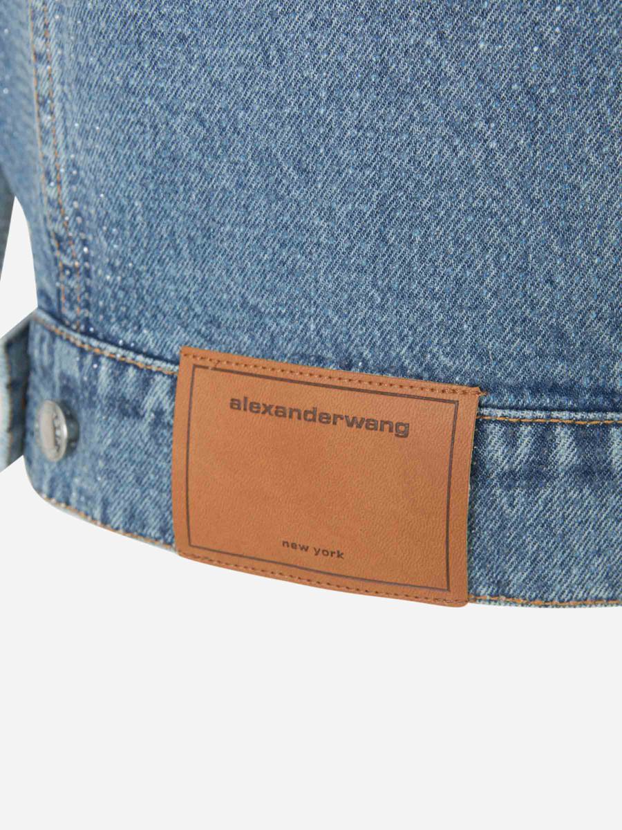 Shop Alexander Wang Cropped Denim Hotfix Jacket In Subtle Glitter Detail Via Hotfix