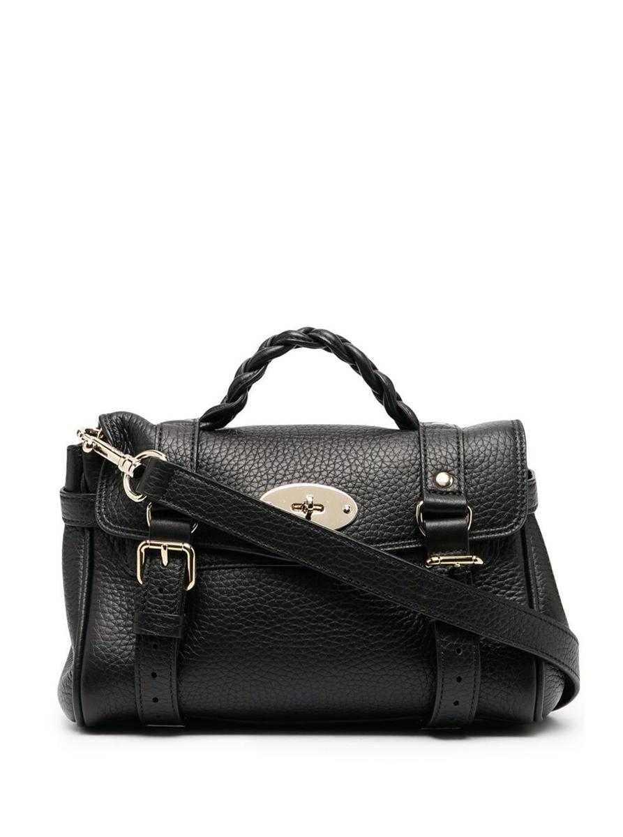 Mulberry Alexa Heavy Grain Mini Leather Crossbody  Bag In Black