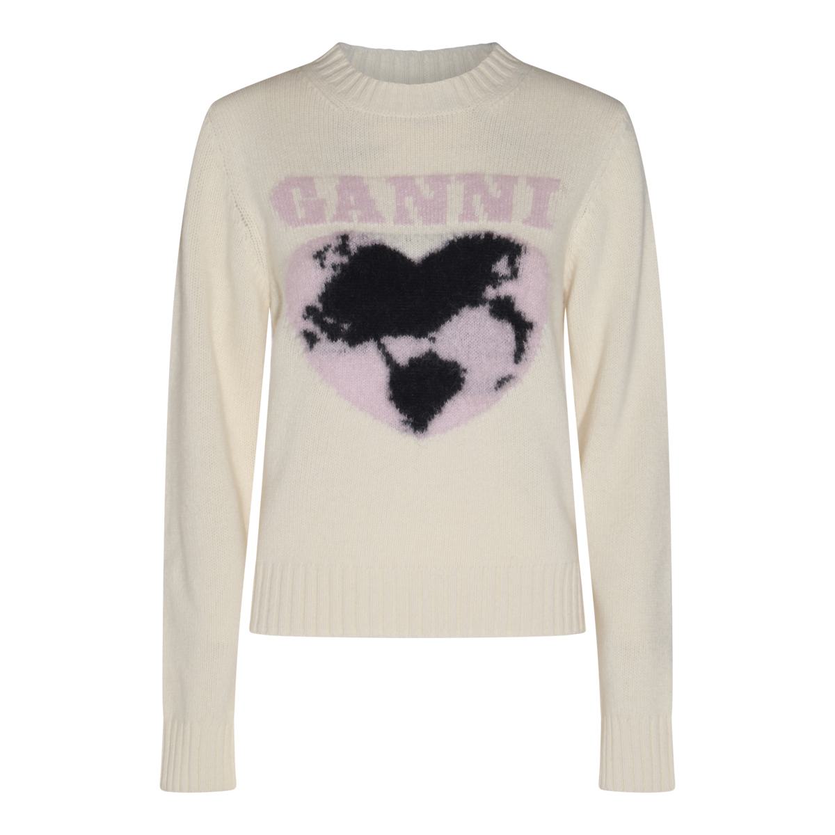 Shop Ganni Sweaters In Egret