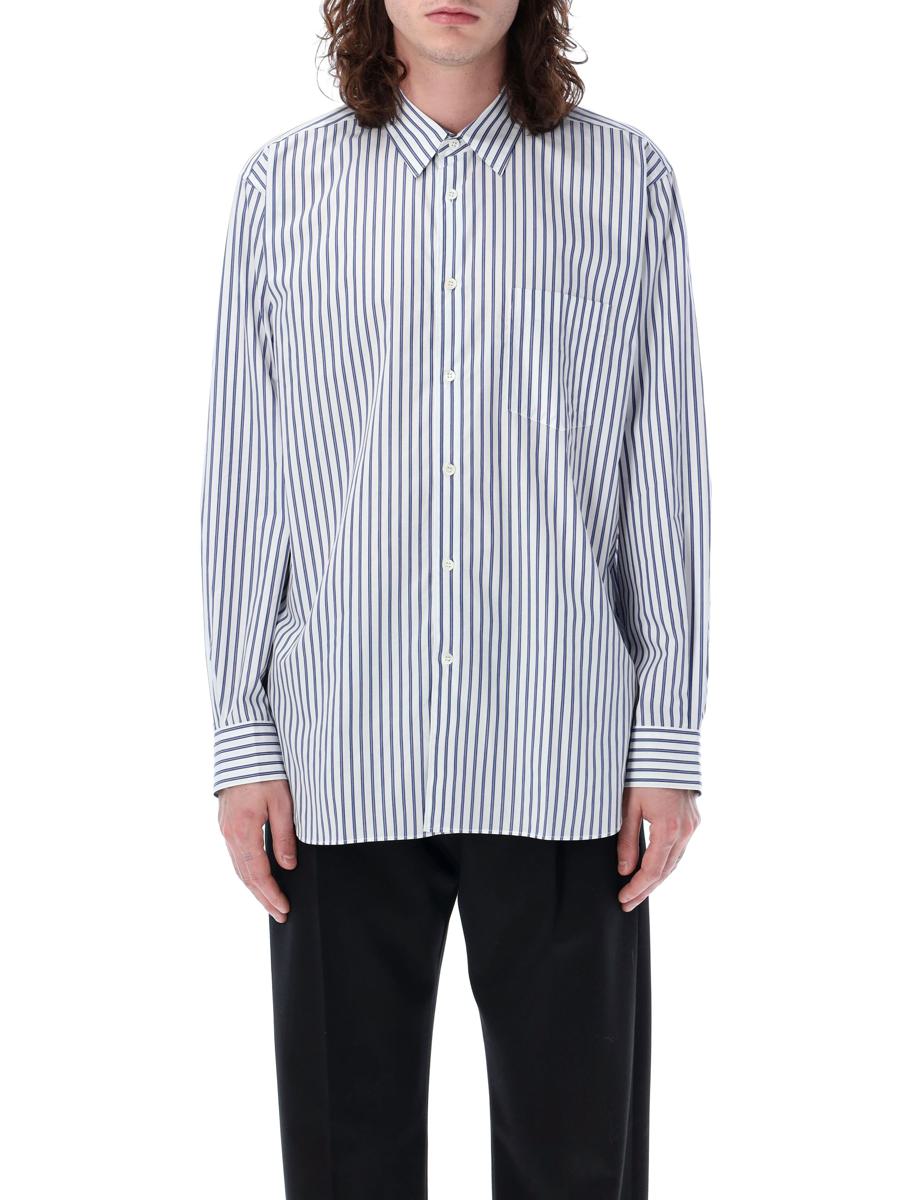 Shop Comme Des Garçons Striped Shirt In White Blue