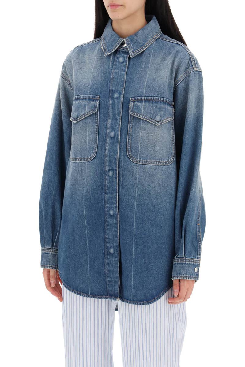 Shop Closed Denim Overshirt Made Of Recycled Cotton Blend In Blu