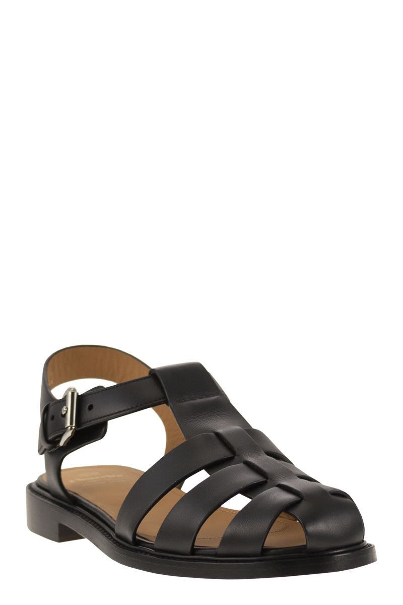 Shop Church's Fisher - Calfskin Sandal In Black