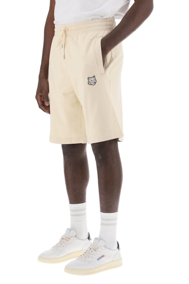 Shop Maison Kitsuné "oversized Sporty Bermuda Shorts With Bold In Neutro