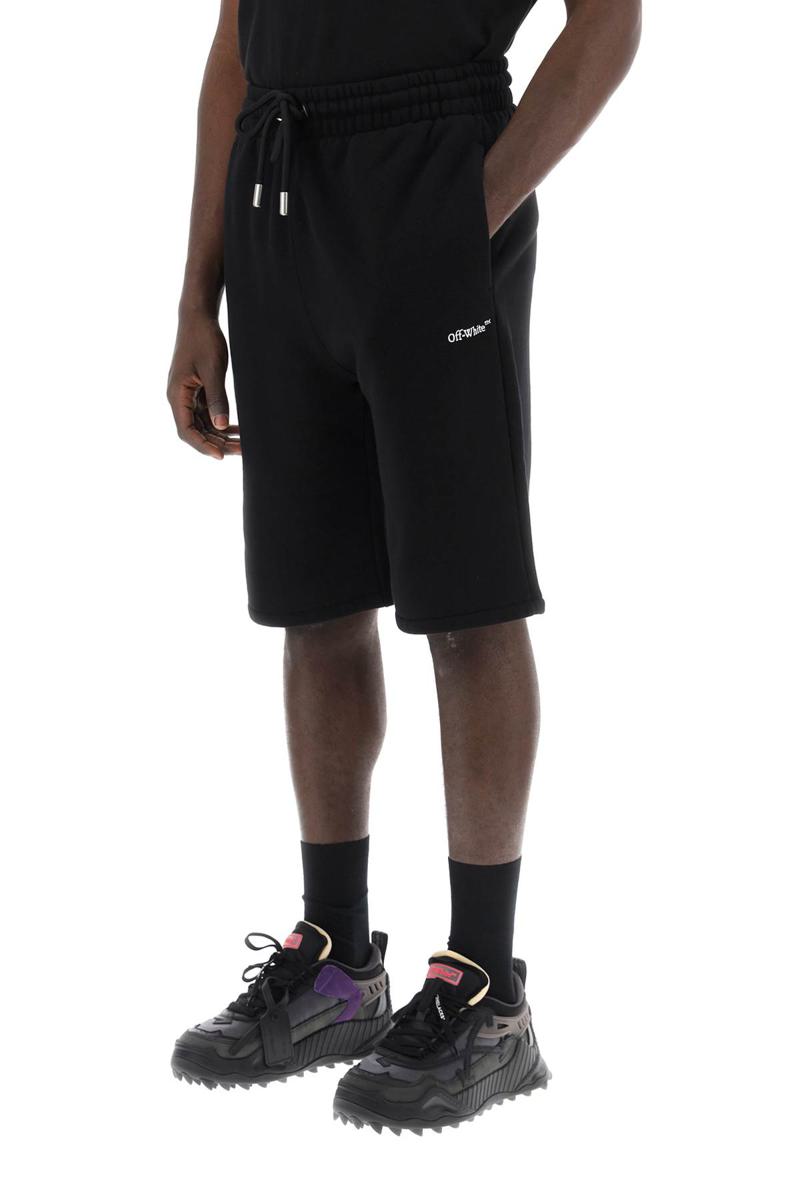 Shop Off-white "sporty Bermuda Shorts With Embroidered Arrow In Nero