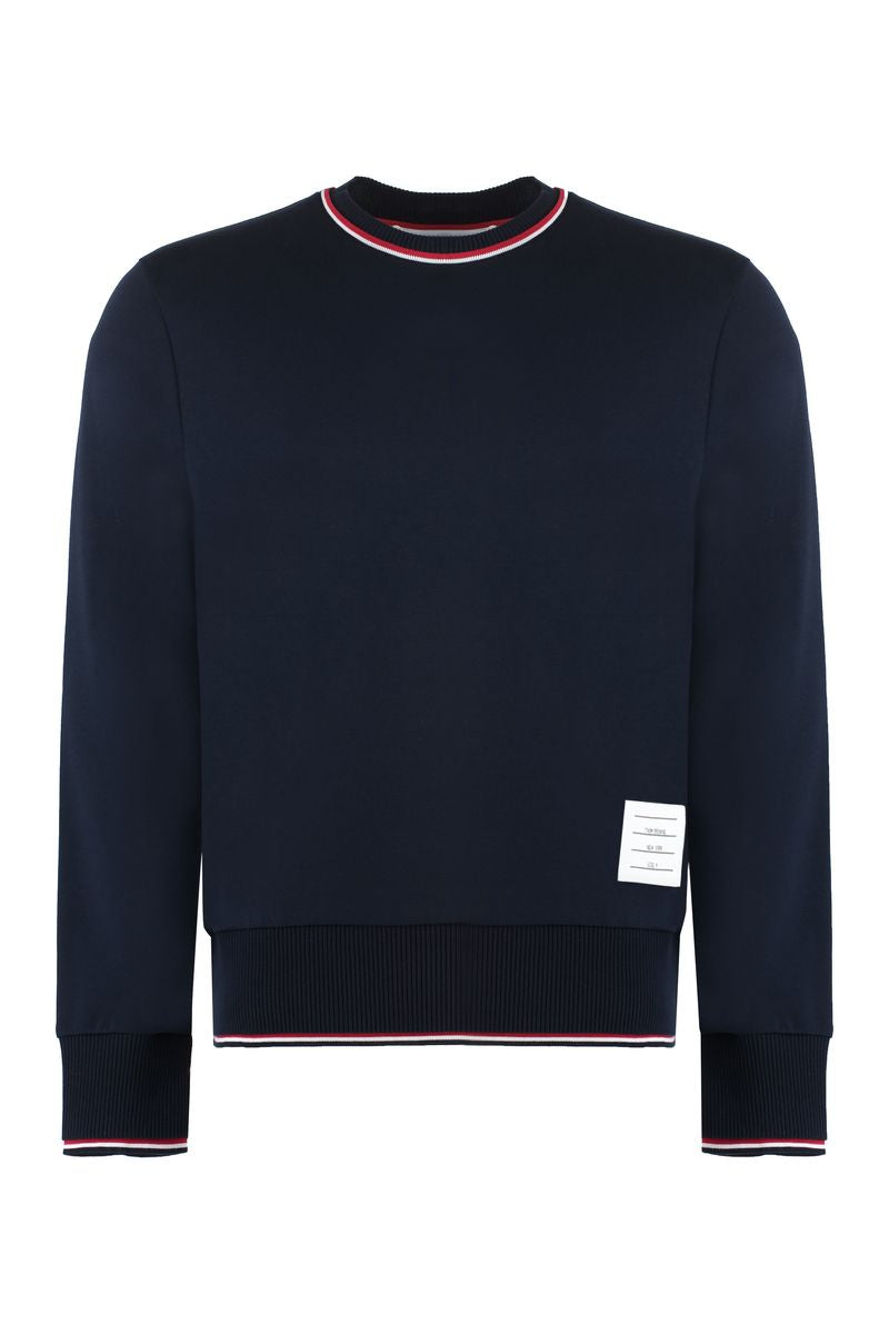 Shop Thom Browne Cotton Crew-neck Sweatshirt In Blue