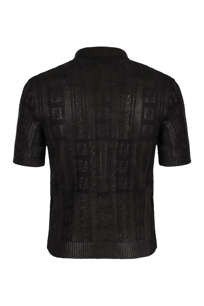 Shop Fendi Knitted Wool Polo Shirt In Black