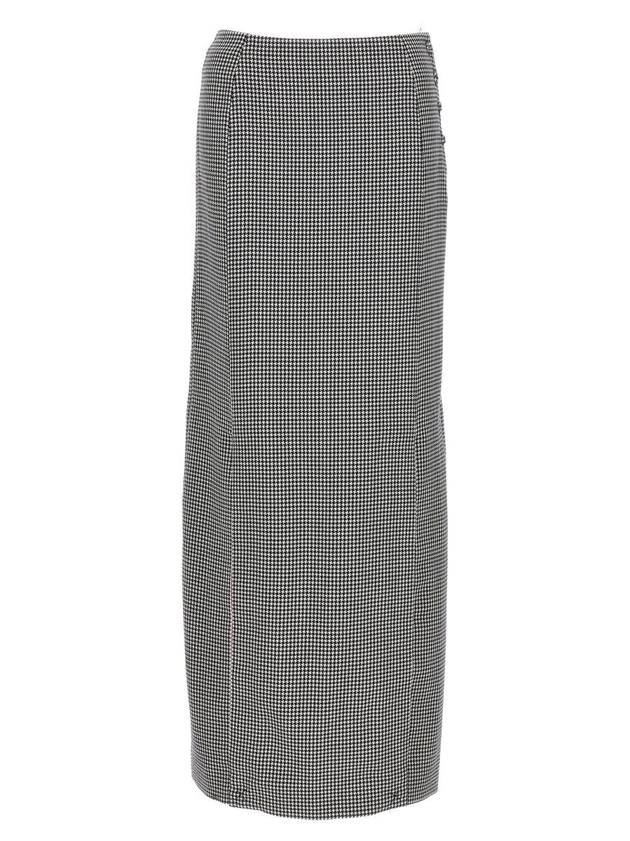 Shop Thom Browne Pied De Poule Long Skirt In White/black