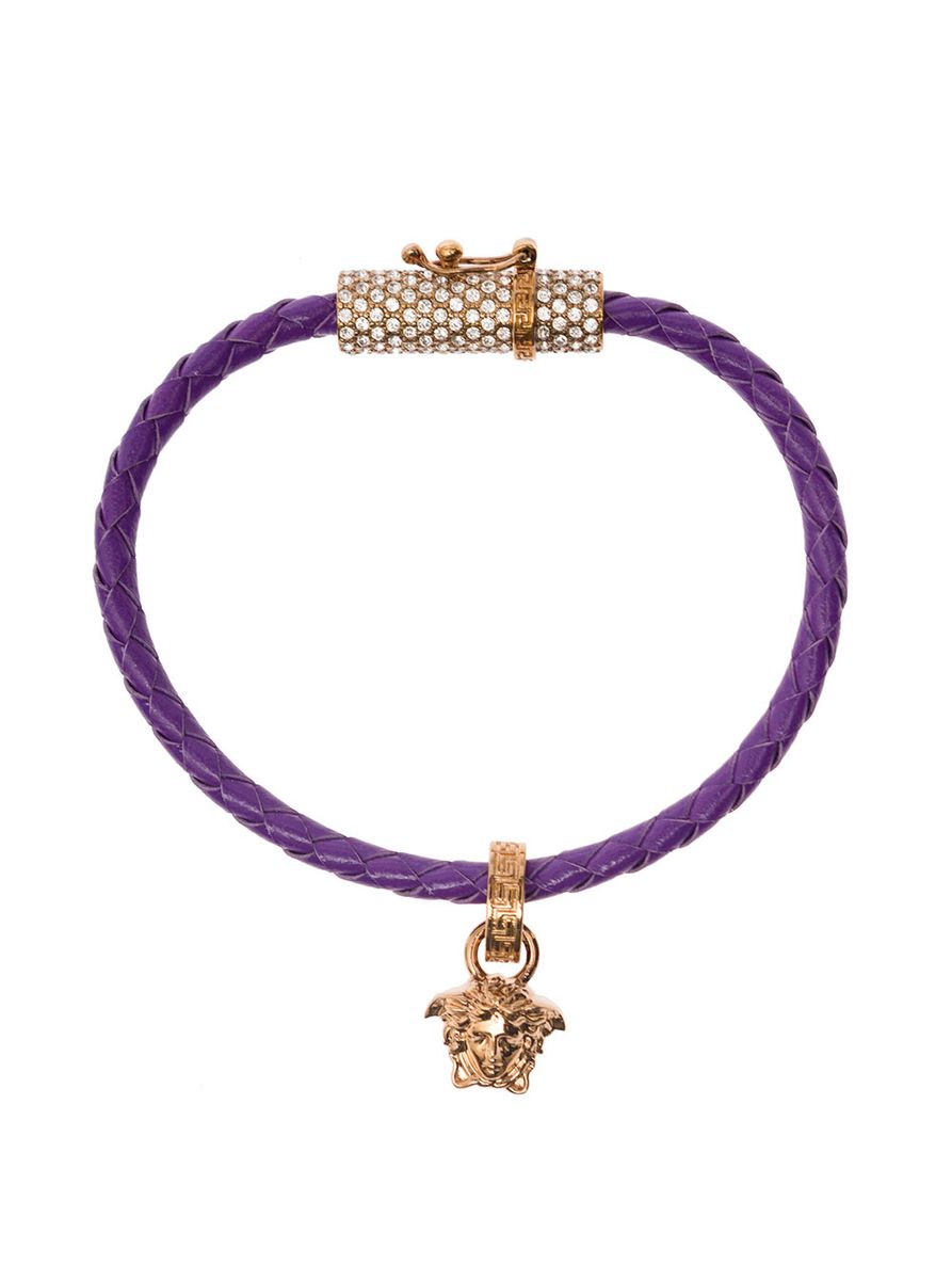 Shop Versace 'medusa' Bracelet In Purple