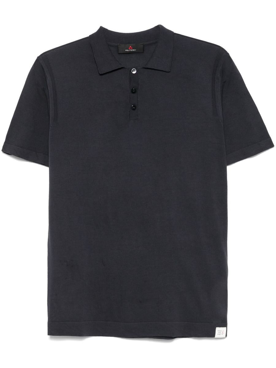 Peuterey Navy Blue Cotton Polo Shirt In Blue