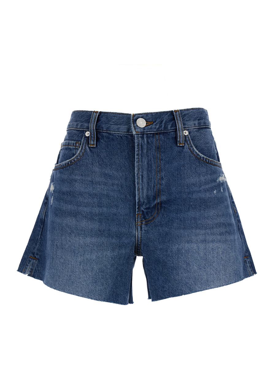 Shop Frame Blue High-waisted Bermuda Shorts In Denim Woman
