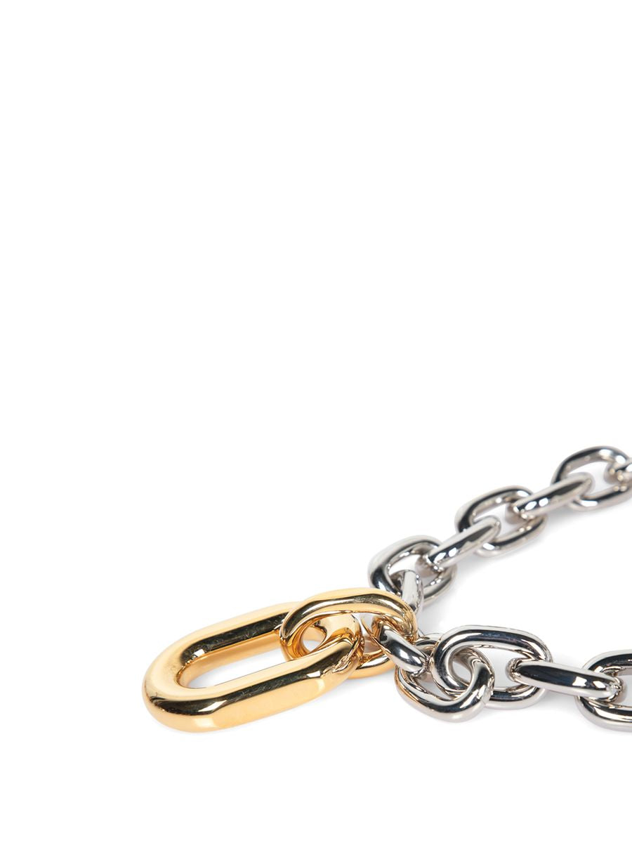 Rabanne Silver-colored Necklace With Pendant And Engraved Logo In Brass Woman In Metallic