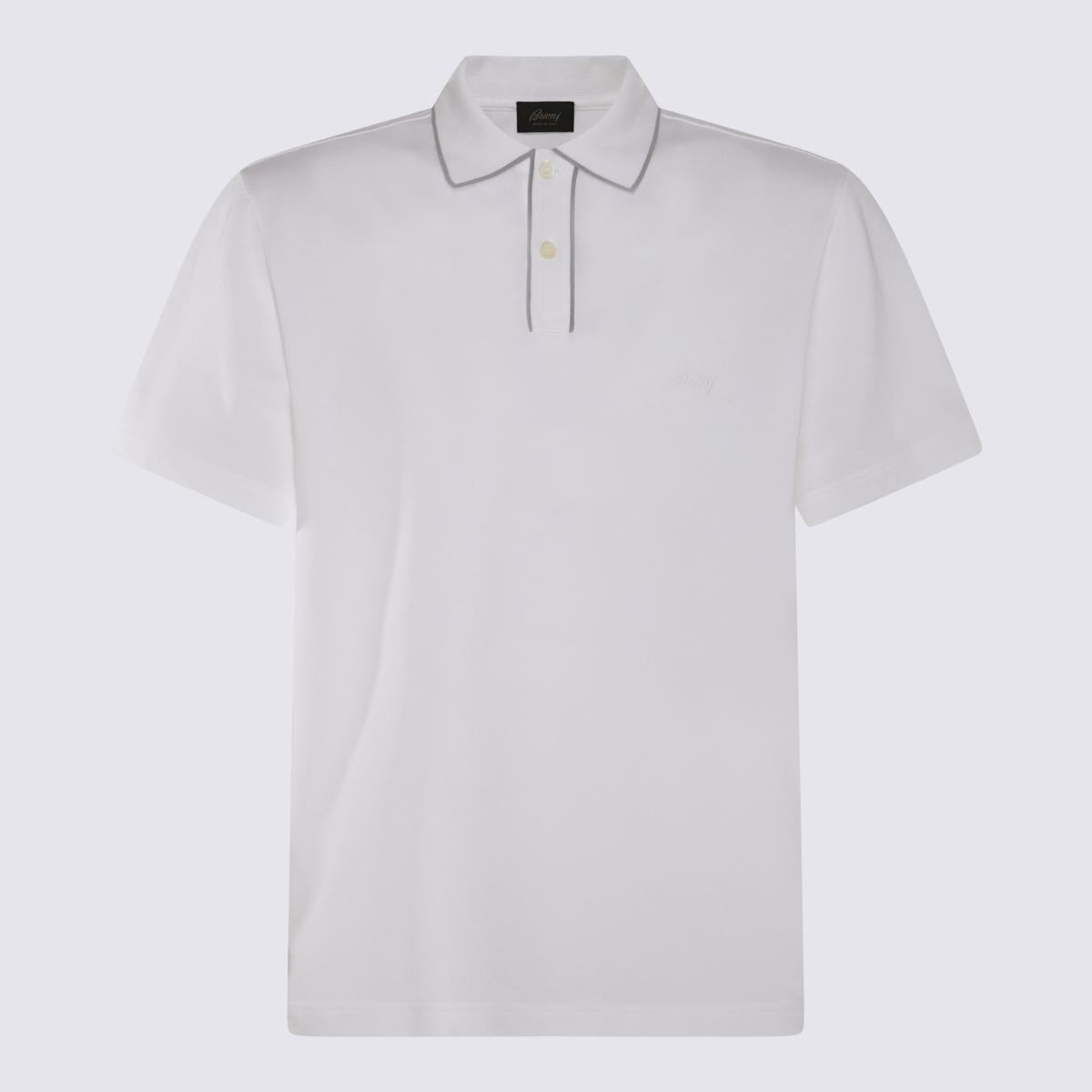 Shop Brioni White Cotton Polo Shirt