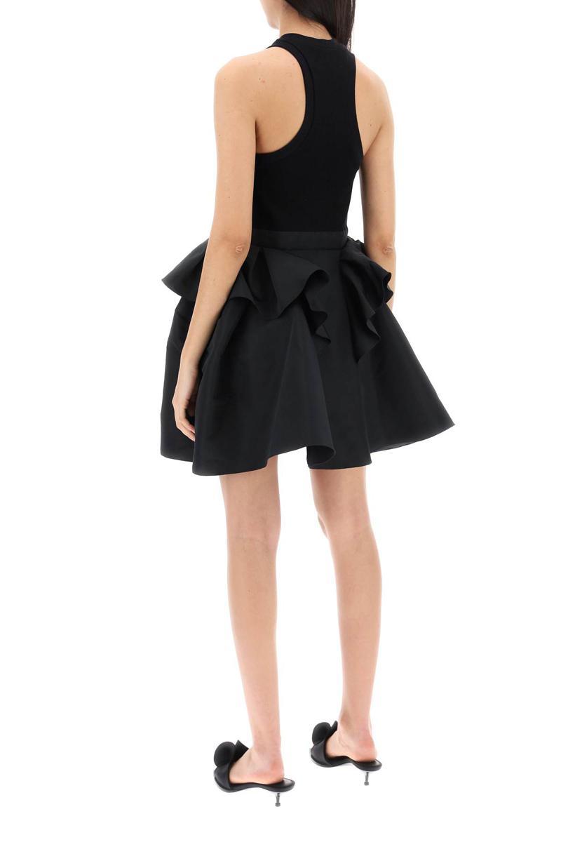 Shop Alexander Mcqueen Hybrid Mini Dress In Nero