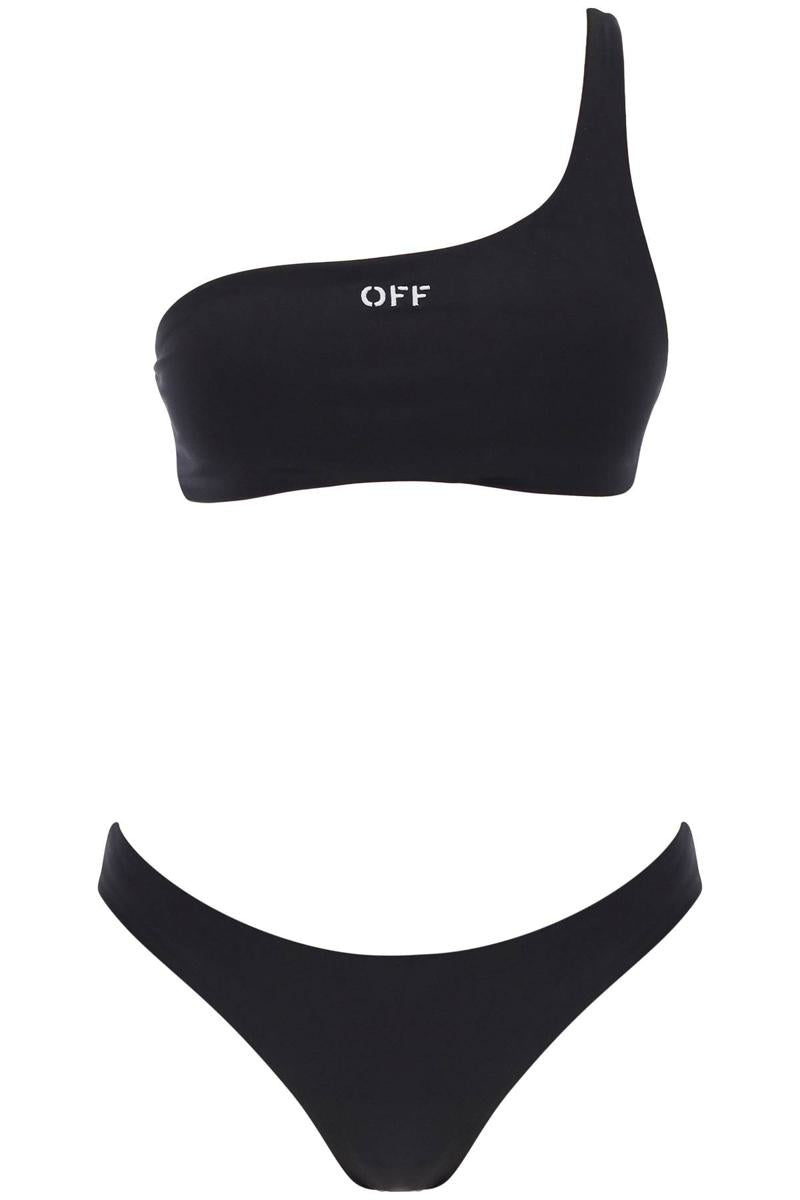 Off-white Embroidered Logo Bikini Set With In Nero