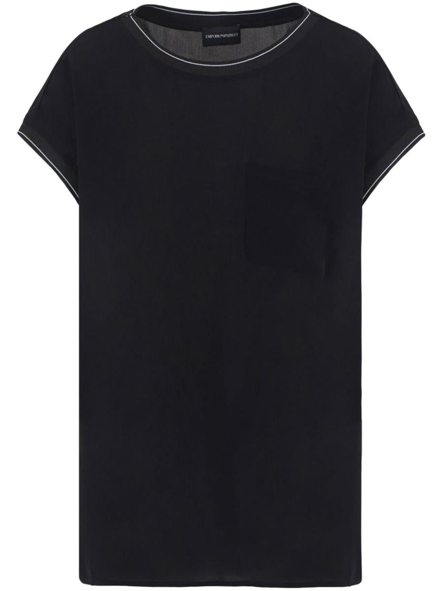 Emporio Armani Bow Detail Blouse In Black