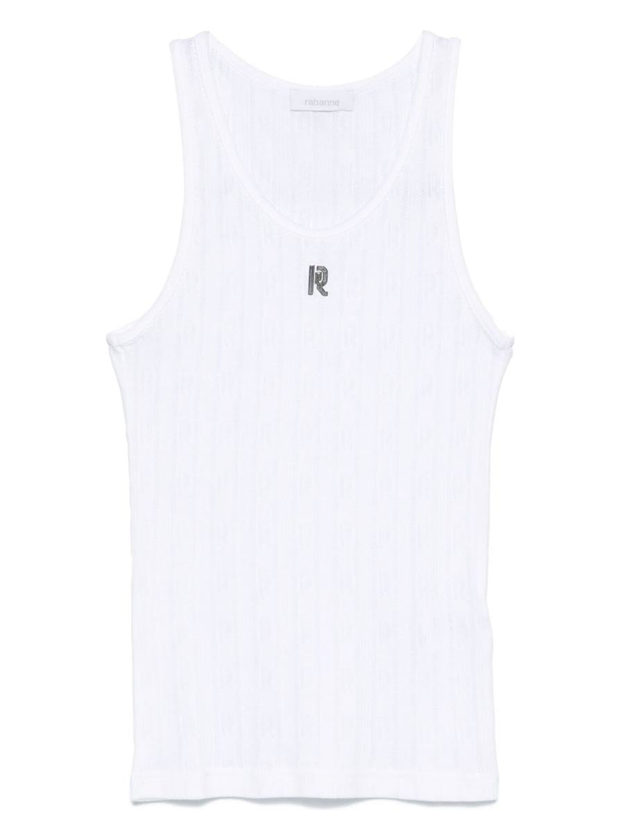 Rabanne White Cotton T-shirt With Silver Logo Plaque