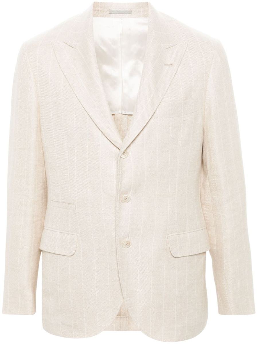 Brunello Cucinelli Linen Suit-type Jacket In Neutral