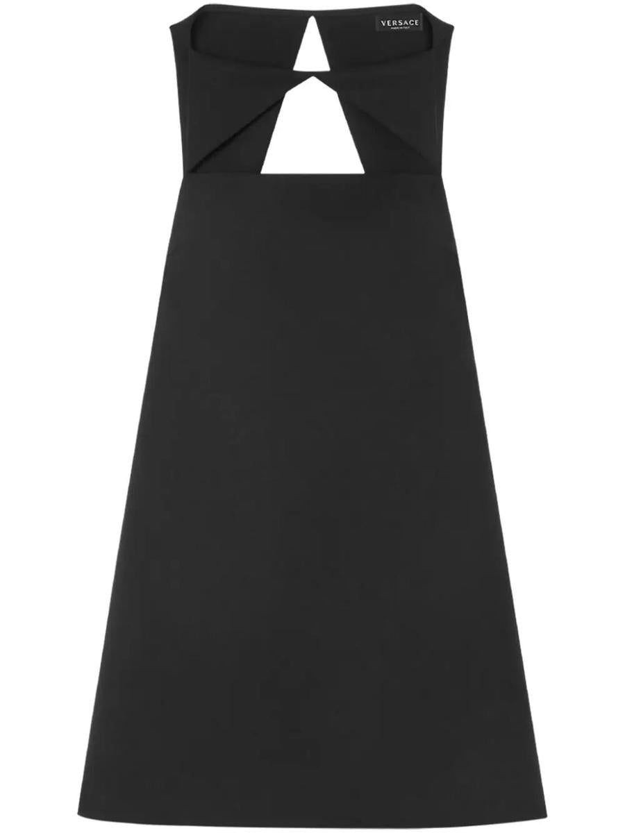 Shop Versace Cocktail Dress In Double Wool Clothing In Black