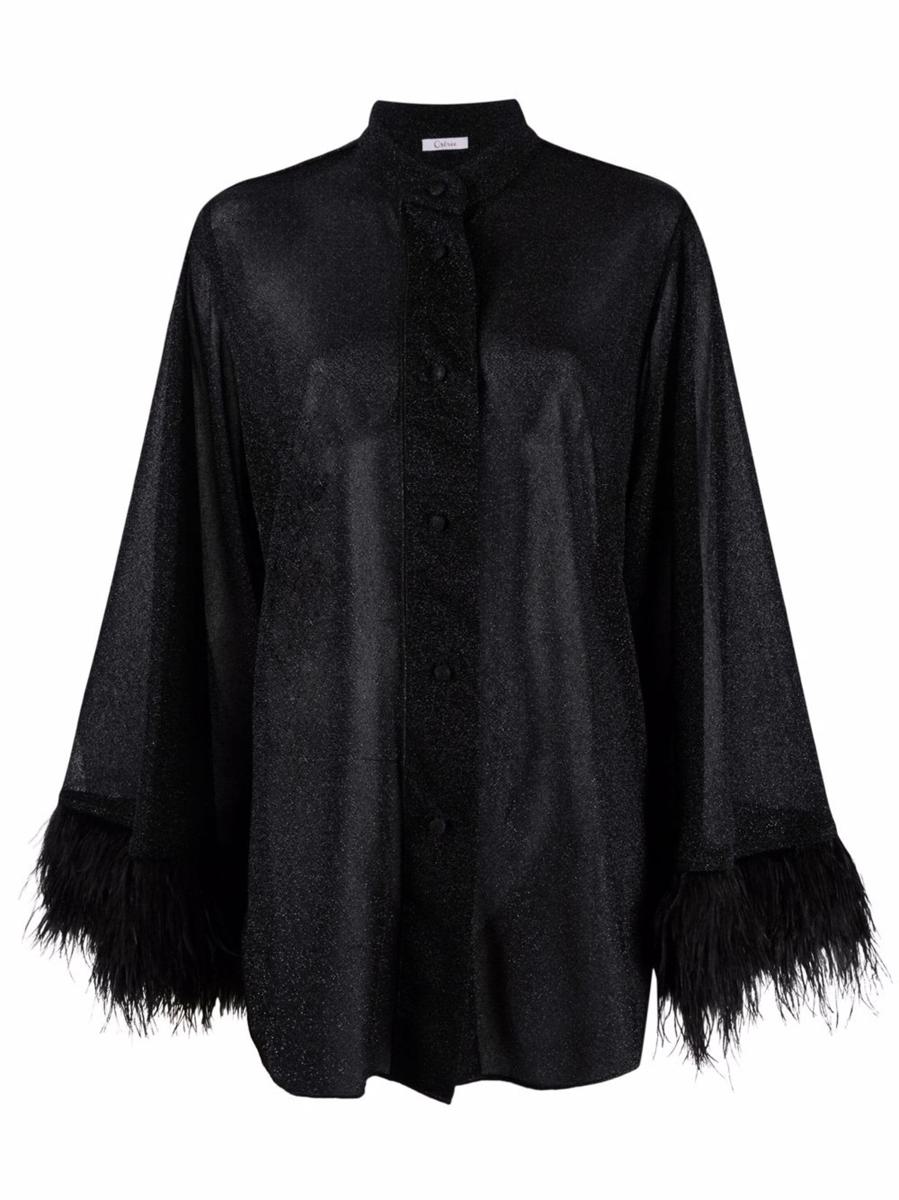 Shop Oseree Oséree Lumiere Plumage Long Shirt Clothing In Black