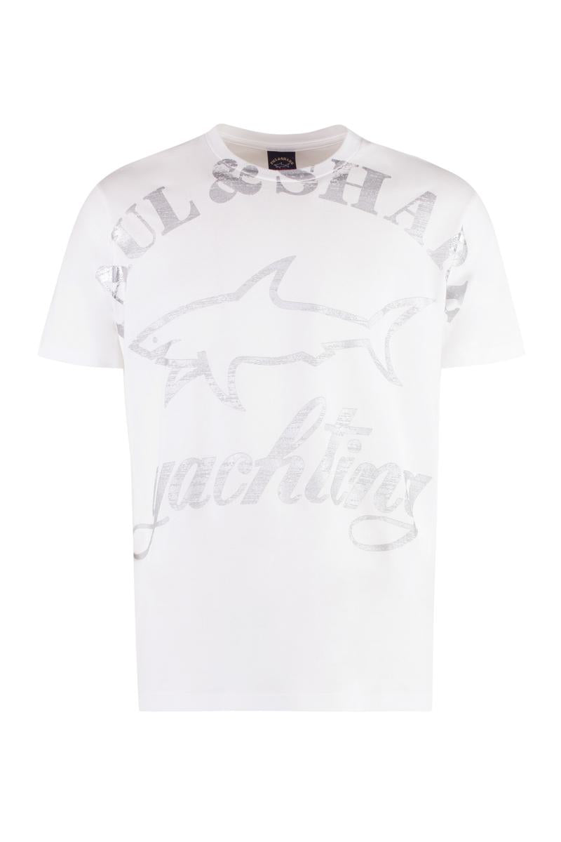 Shop Paul & Shark Logo Cotton T-shirt In White