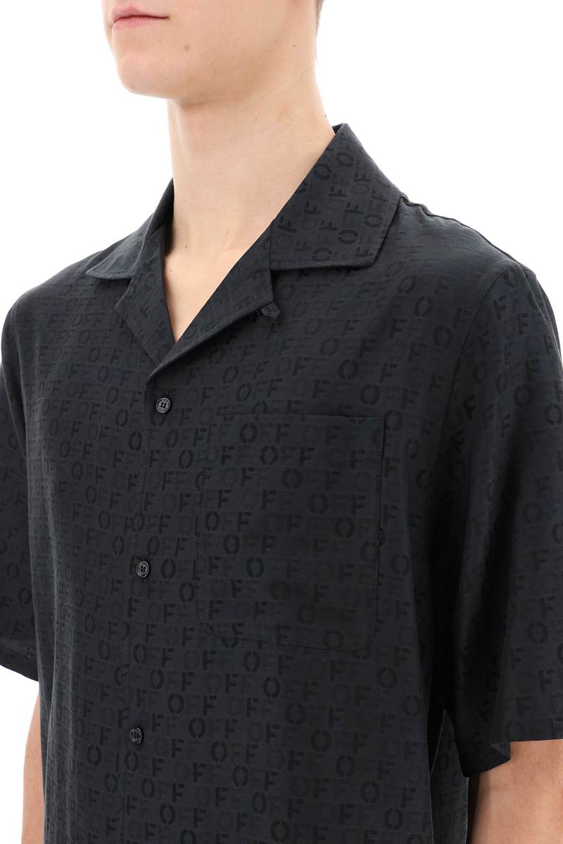 Shop Off-white Holiday Bowling Shirt With Off Pattern In Nero