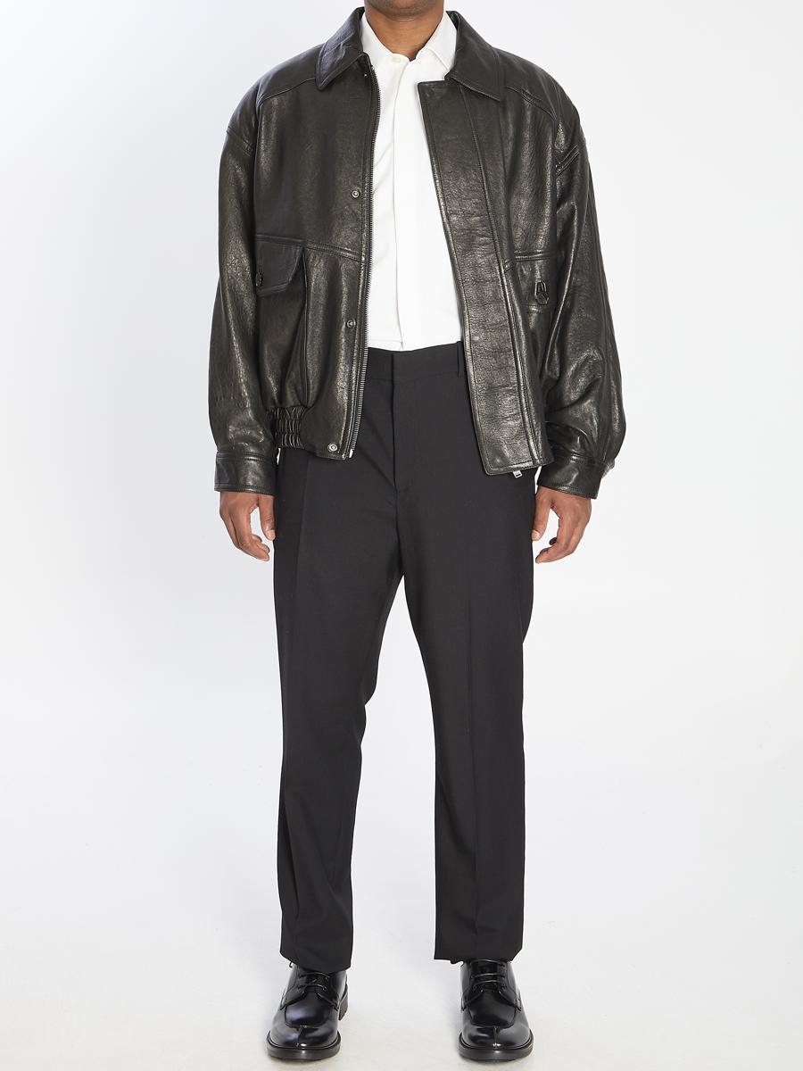 Saint Laurent Balloon Bomber Jacket In Lambskin Leather In Black