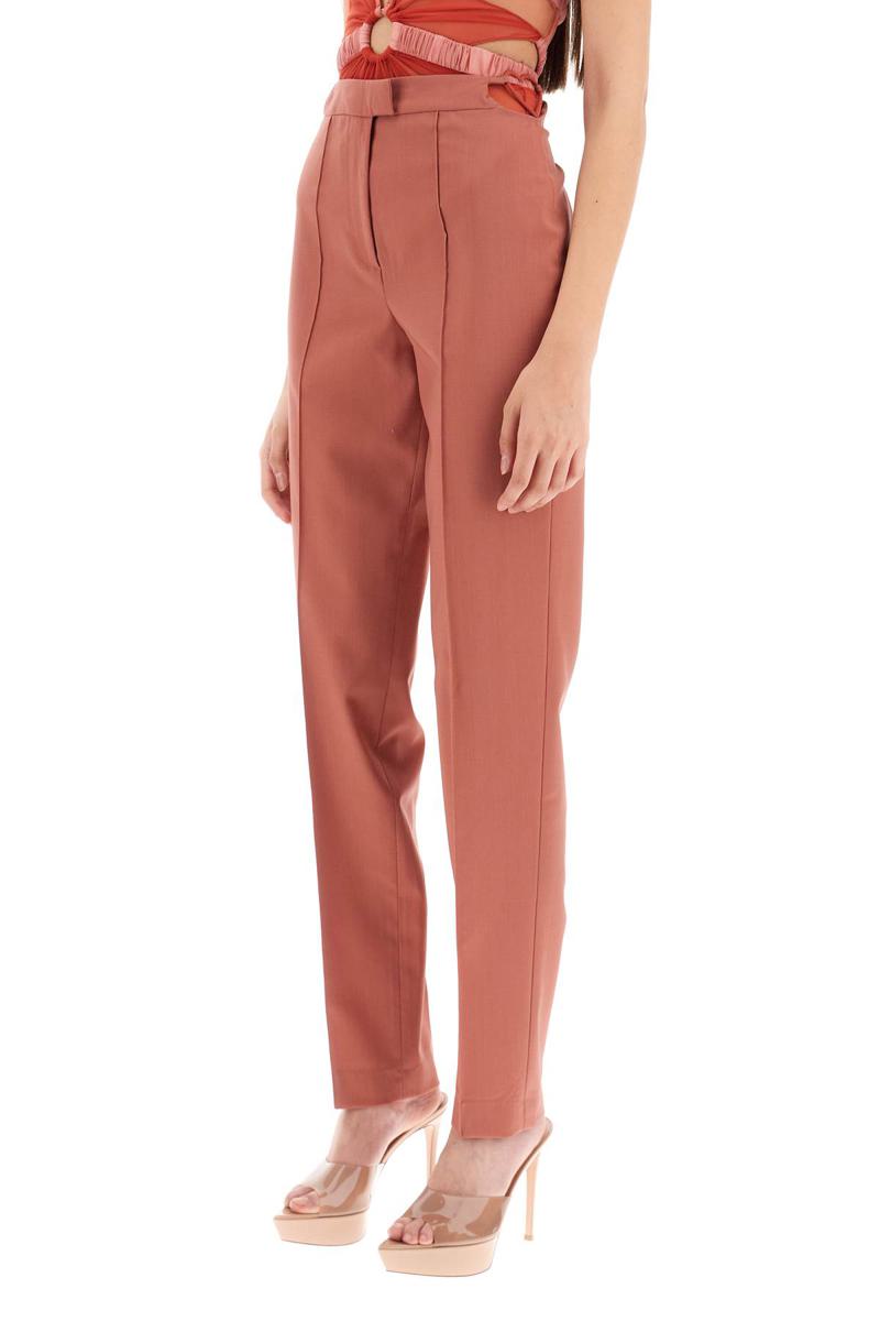 Shop Nensi Dojaka Cool Virgin Wool Pants With Heart-shaped Details In Rosso
