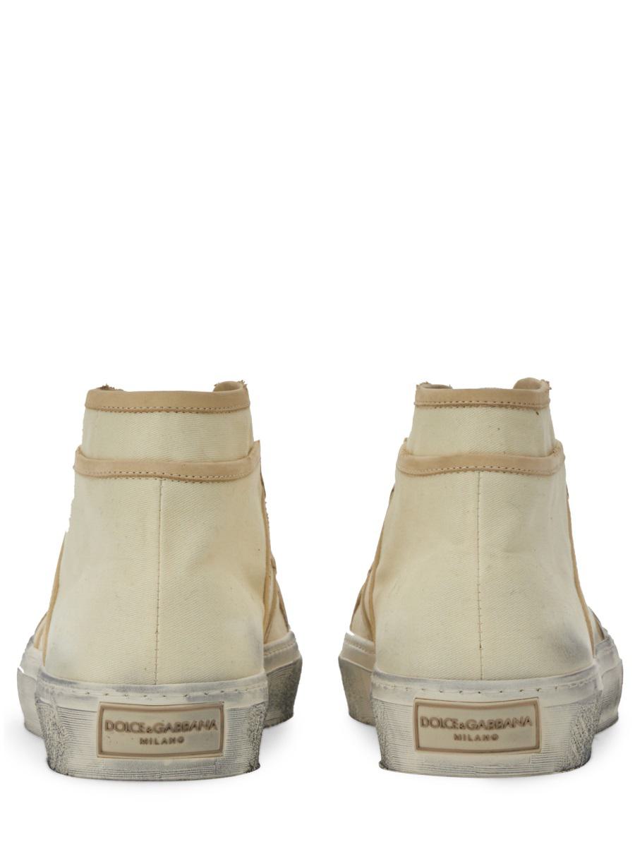 Shop Dolce & Gabbana Vintage Mid Top Sneaker In Beige